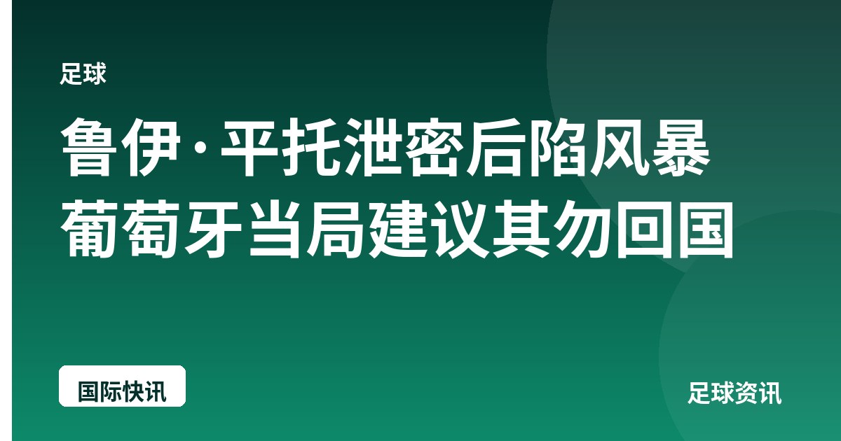 鲁伊·平托泄密后陷风暴 葡萄牙当局建议其勿回国